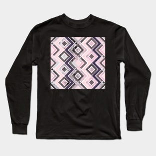 Zigzag pattern of a fluid painting in neon pink and gray Long Sleeve T-Shirt